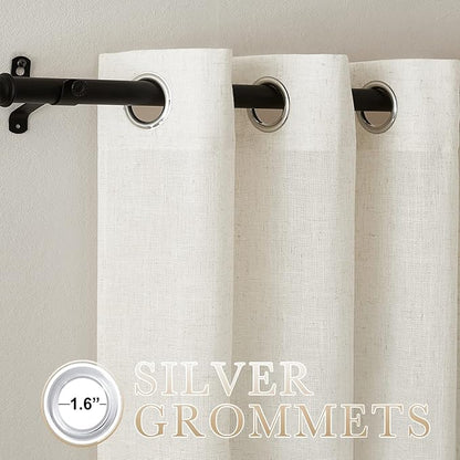 NICETOWN Semi Sheer Curtains 72 inches Long Linen Blend, Grommet Window - Image 2