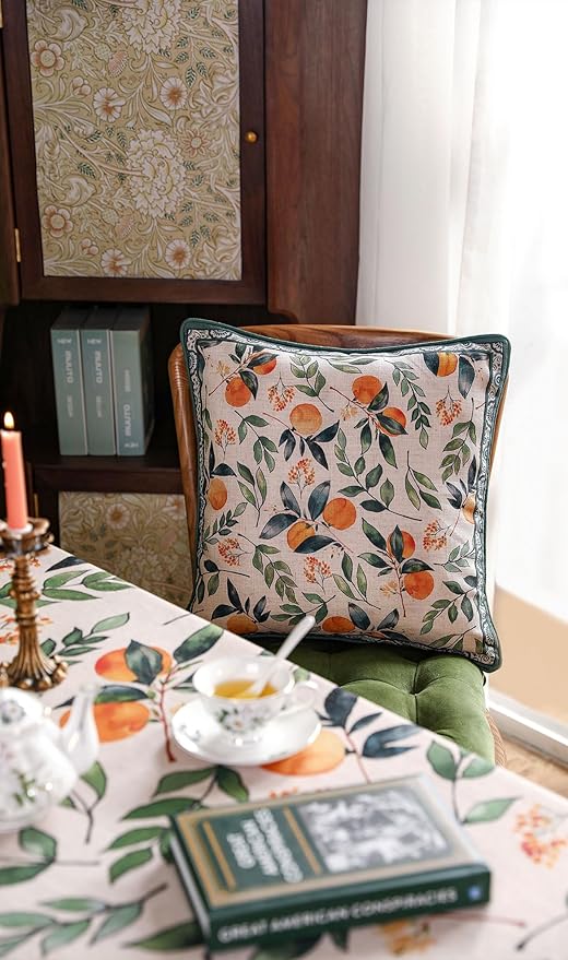 patdrea Designer Throw Pillow Covers Set of 2, Square Green Vintage Rustic Linen - Image 7