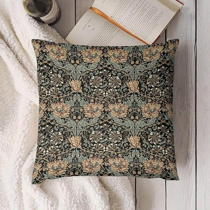 William Morris Floral Original Throw Pillow Covers Boho Chic Retro Floral Cozy - Image 4