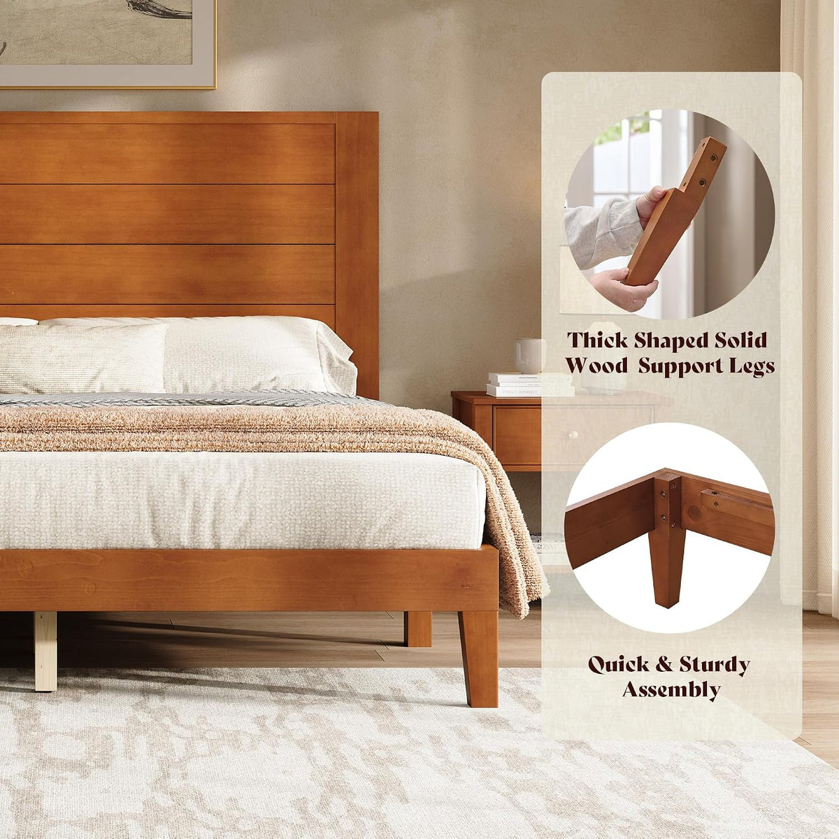 amerlife full size solid wood platform bed with, package contents