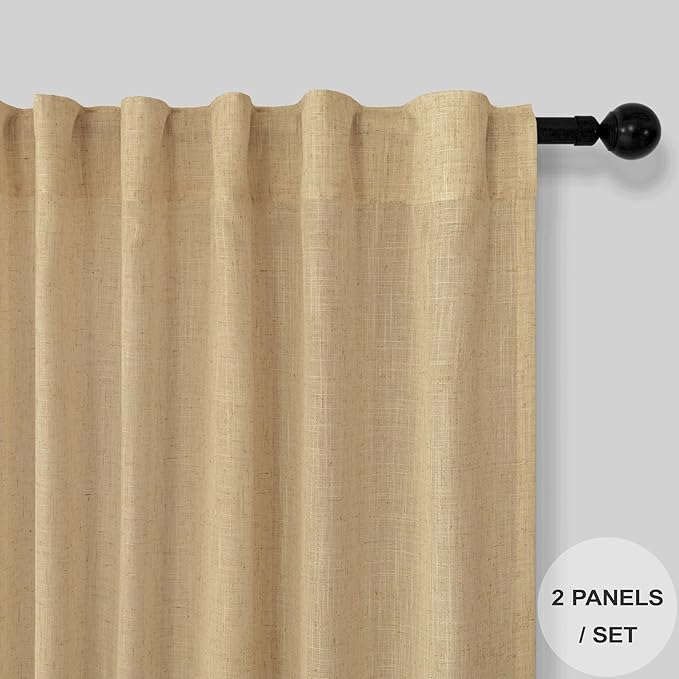 Tan Beige Curtains 96 Inches Long - Image 2