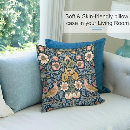William Morris Floral Original Throw Pillow Covers Boho Chic Retro Floral Bird - Image 6