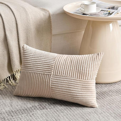 Fancy Homi 2 Packs Tan Long Lumbar Decorative Throw Pillow Covers 12x24 Inch - Image 2