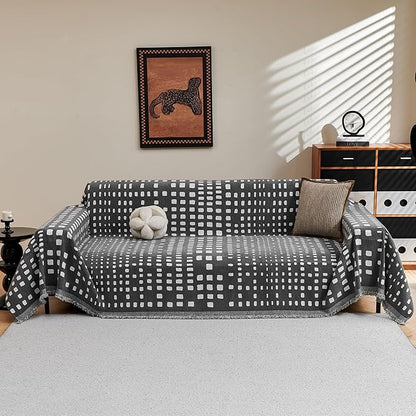 MEETSKY Boho Couch Cover Sofa Covers, Chenille Geometric Dark Grey Couch Covers - Image 2
