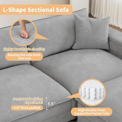 115" L Shaped Cloud Sofa Couch - Image 4