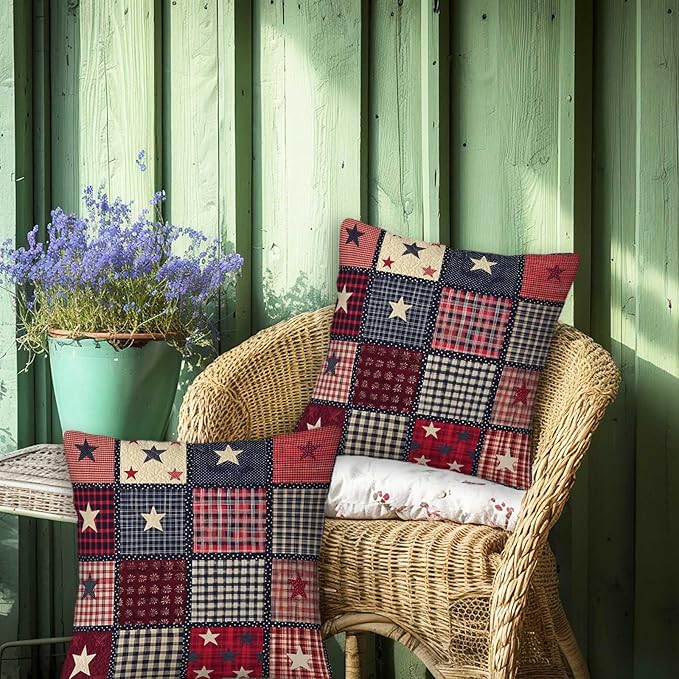 Flag Patchwork Print Throw Pillow Covers Set of 2 | 18x18 Inches Cushion Cases - Image 4