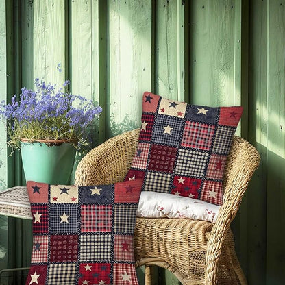 Flag Patchwork Print Throw Pillow Covers Set of 2 | 18x18 Inches Cushion Cases - Image 4