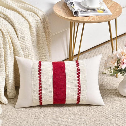 Fancy Homi Set of 2 Boho Red Lumbar Decorative Throw Pillow Cover 12x20 Inch - Image 2