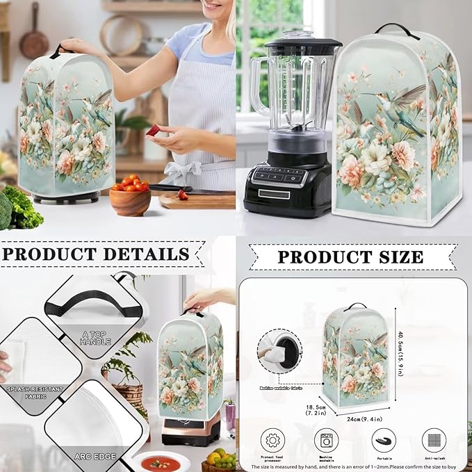 Hummingbird Toaster Cover Blender Cover Set Flower Kitchen Appliance - Image 3