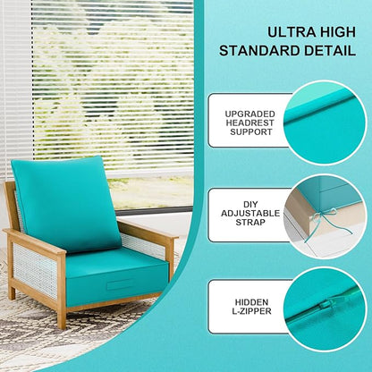 Outdoor Olefin Water-Resistant Deep Seat Cushion Set, Thickened Sofa Chair Pad - Image 6
