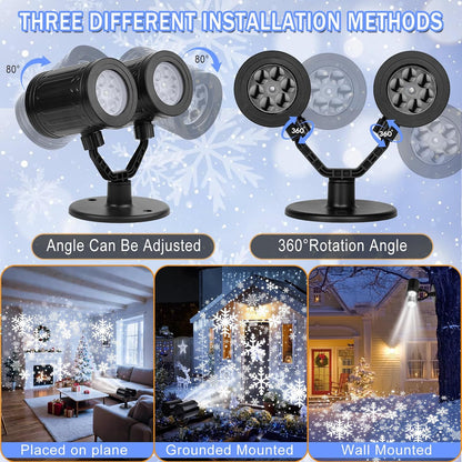 christmas snowflake projector lights double head dynamic snowflake, side view