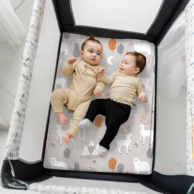 Pack n Play Sheets, BROLEX 2 Pack Mini Crib Sheets, Stretchy Portable Fitted - Image 3