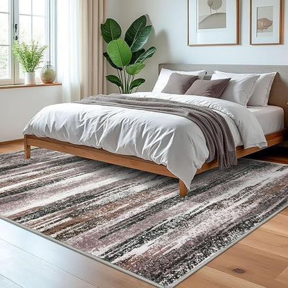 Modern Abstract 5x7 Machine Washable Area Rug Non-Slip Soft Bedroom Living Romm - Image 2