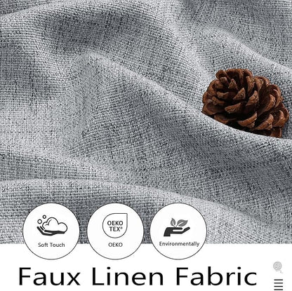 Grey Kitchen Curtains 24 Inch Length 2 Panels, Light Filtering Faux Linen - Image 2