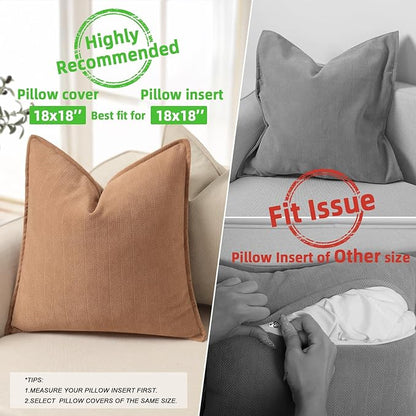 ZWJD Camel Pillow Covers 18x18 Set of 2 Chenille Throw Pillow Covers - Image 3
