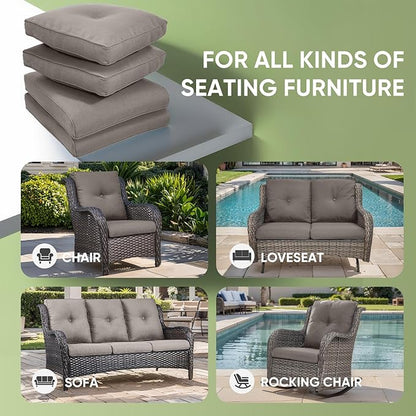 Outdoor Chair Cushion Set of 3, Waterproof Outdoor Seat Cushions 25x22 - Image 3