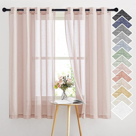 NICETOWN Linen Blend Semi Sheer Curtains 63" L by NICETOWN