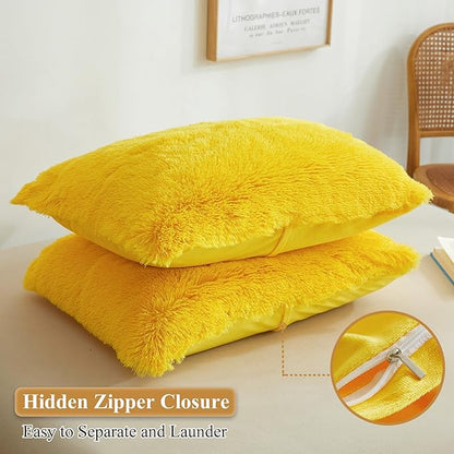 XeGe Faux Fur Fluffy Pillow Cases, Plush Shaggy Ultra Soft Furry Pillow Shams - Image 3