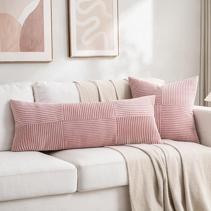 Fancy Homi 2 Packs Blush Pink Decorative Throw Pillow Covers 22x22 Inch - Image 6