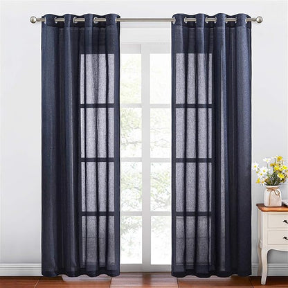 NICETOWN Linen Sheer Curtains for Bedroom Window, Grommet Semi Sheer Linen by NICETOWN