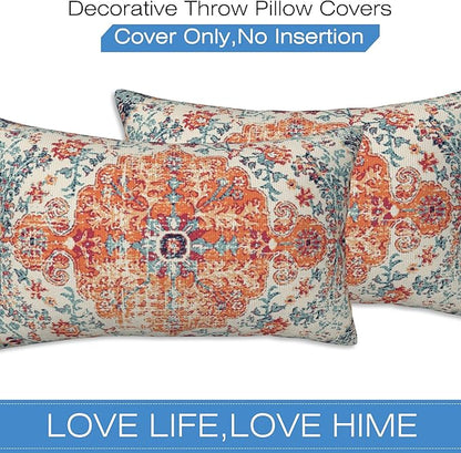 Throw Pillow Covers Boho Orange Pillow Covers 20x12 Inch Set of 2 Rug Boho - Image 3
