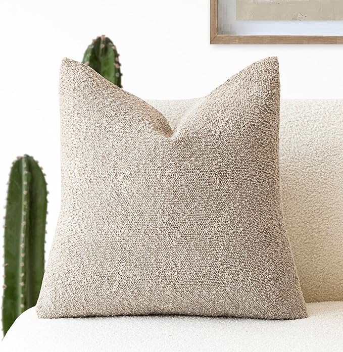 Foindtower Decorative Textured Boucle Throw Pillow Covers Accent Solid Pillow by Foindtower