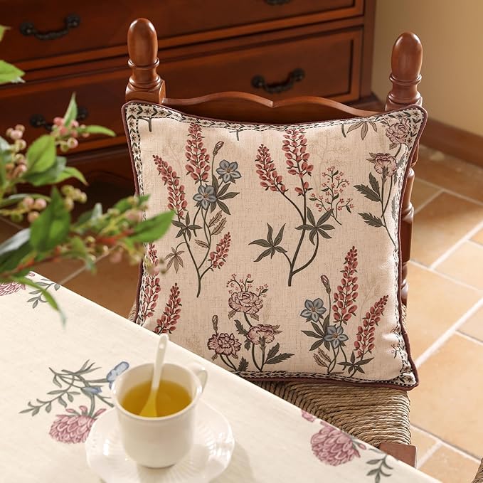 ISAENNE Design Linen Vintage Throw Pillow Covers 18"x18", Square Cushion Covers - Image 6