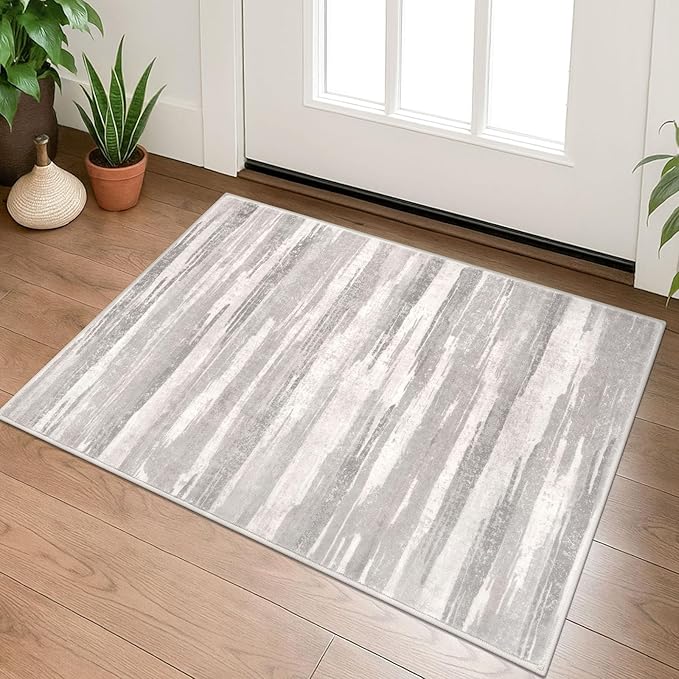 Modern Abstract Entryway Rug Indoor 2x3 Neutral Washable Non-Slip Soft Small by lansny