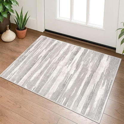 Modern Abstract Entryway Rug Indoor 2x3 Neutral Washable Non-Slip Soft Small by lansny