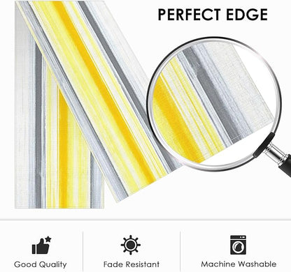 Emvency Yellow Abstract Table Runner, Modern Grey White Striped Dining Decor - Image 4