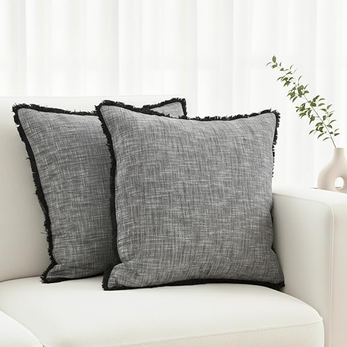 Set of 2 Textured Cotton Pillow Covers by OveeshaHomeDecor