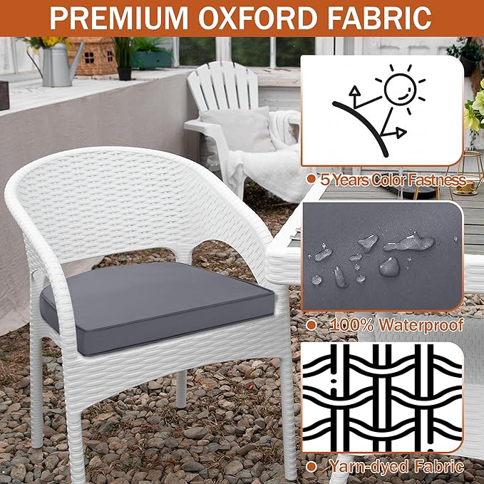 Outdoor Chair Cushions Set of 4 Waterproof Patio Chair Cushions - Image 3