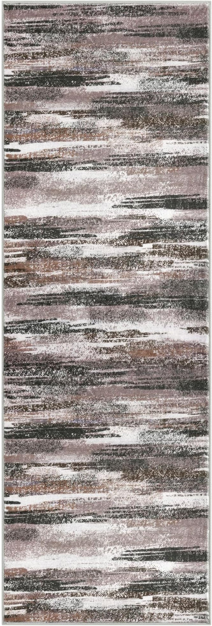 Modern Abstract Runner Rug 2x5, Dark Light Brown White Washable Kitchen Runner - Image 8
