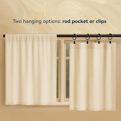 AIRLAKE Linen Blend Tier Curtains, 26 x 30 inches, Boho Farmhouse Rustic Style - Image 6