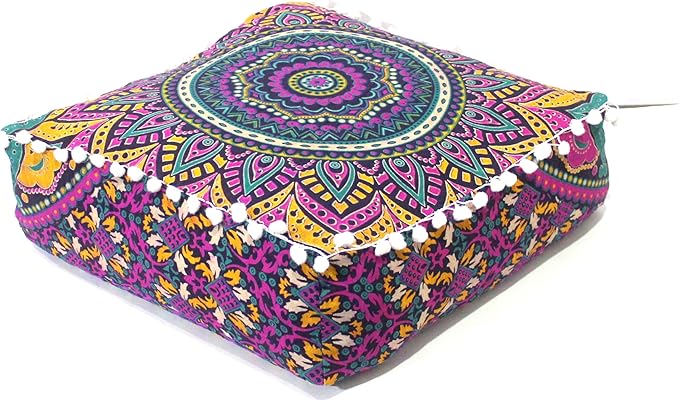 CRAFT KALA Large Hippie Mandala Meditation Floor Ottoman Pillow Cushion Pouf - Image 6