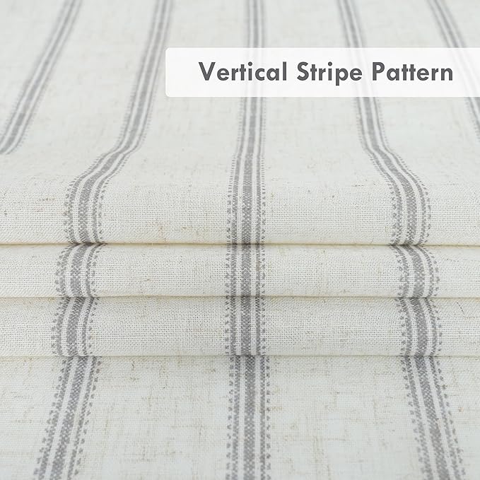 DriftAway Farmhouse Vertical Striped Linen Blend Textured Light Filtering Semi - Image 4