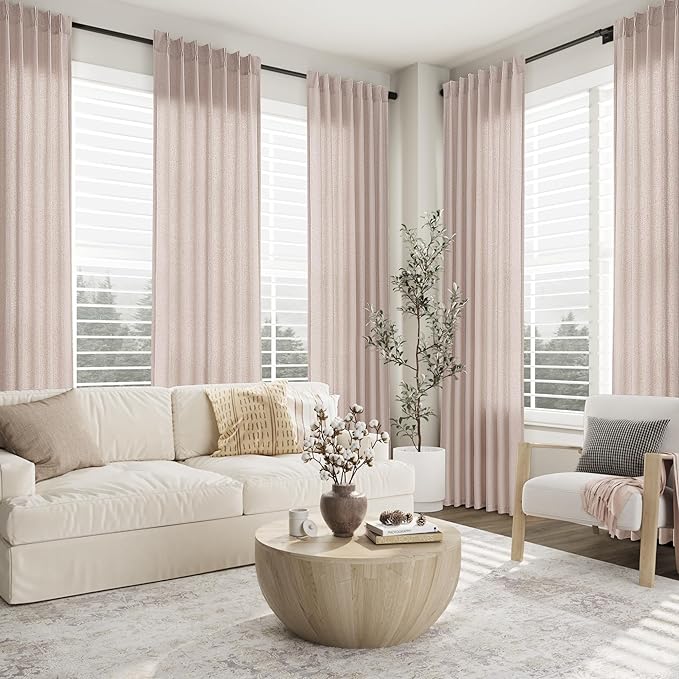 Oatmeal Pinch Pleat Linen Curtains 102 Inch Length 2 Panels Set - Image 7