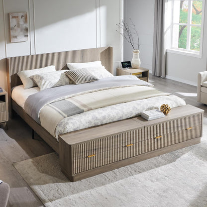 t4tream fluted king bed with headboard and storage, main product view
