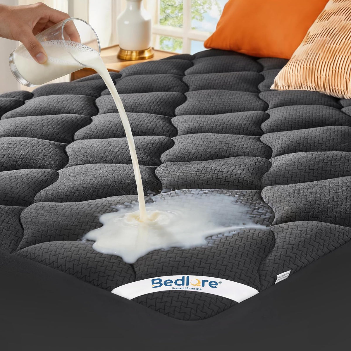 bedlore waterproof queen mattress protector, breathable mattress pad, main product view