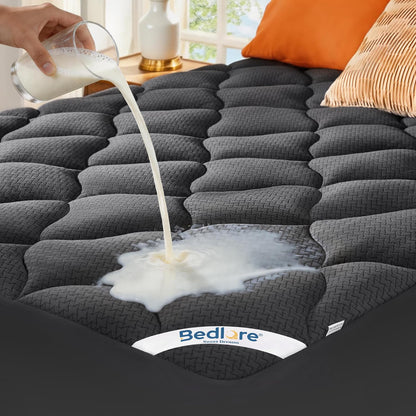 bedlore waterproof queen mattress protector, breathable mattress pad, main product view