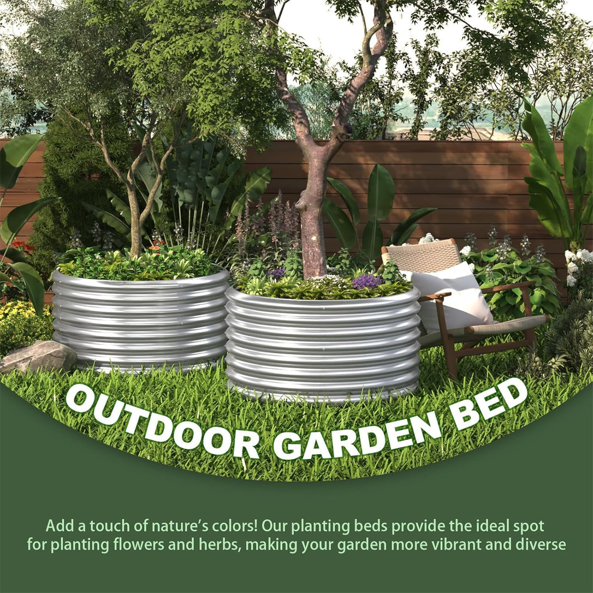 2x2ft round corrugated galvanized steel raised garden bed, package contents