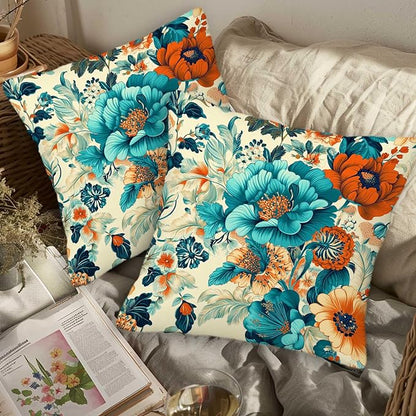 Floral Throw Pillow Covers 18x18 Set of 2, Flower Pillowcase - Image 3