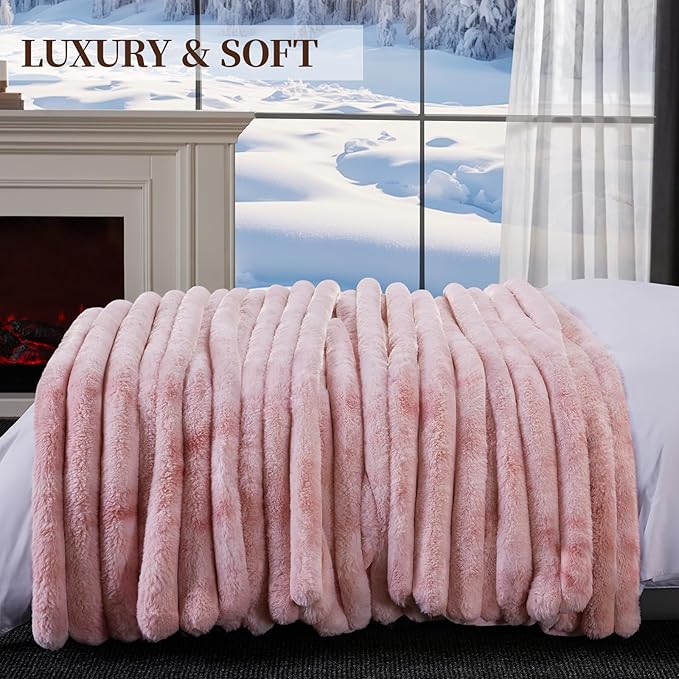 Fluffy Faux Fur Throw Blanket King Size, Thick 1000GSM Soft Cozy Throw Blankets - Image 6