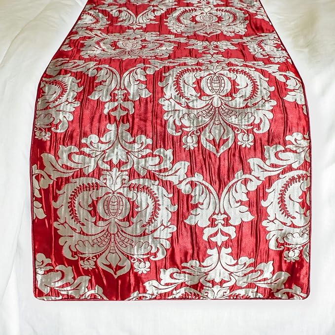 The HomeCentric Red Bed Runner for King/Queen/Twin Jacquard Decorative Bed - Image 4