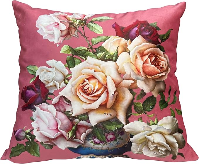 Elegant Velvet Floral Throw Pillow Cover Double Sides Handmake Flower by whooplaArt