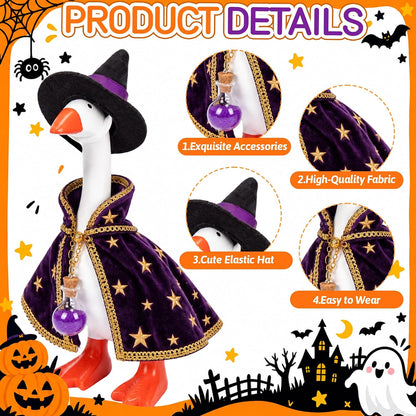 7 Inch Mini Desk Goose Statue with 6 Sets Halloween Outfits