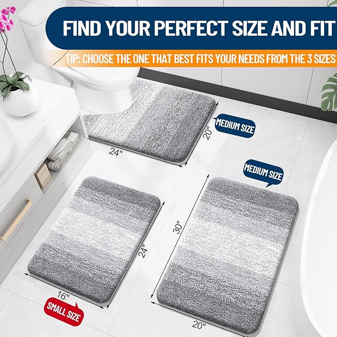 OLANLY Bathroom Rugs Mat 24x16, Extra Soft Absorbent Microfiber Bath Rugs - Image 2