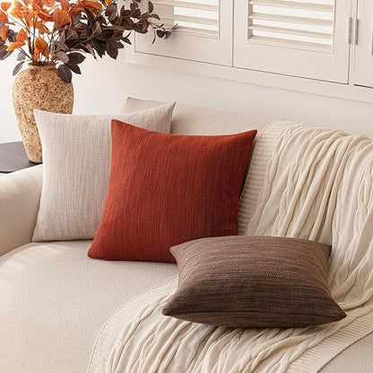 Foindtower Set of 2 Decorative Textured Burlap Linen Throw Pillow Covers - Image 6