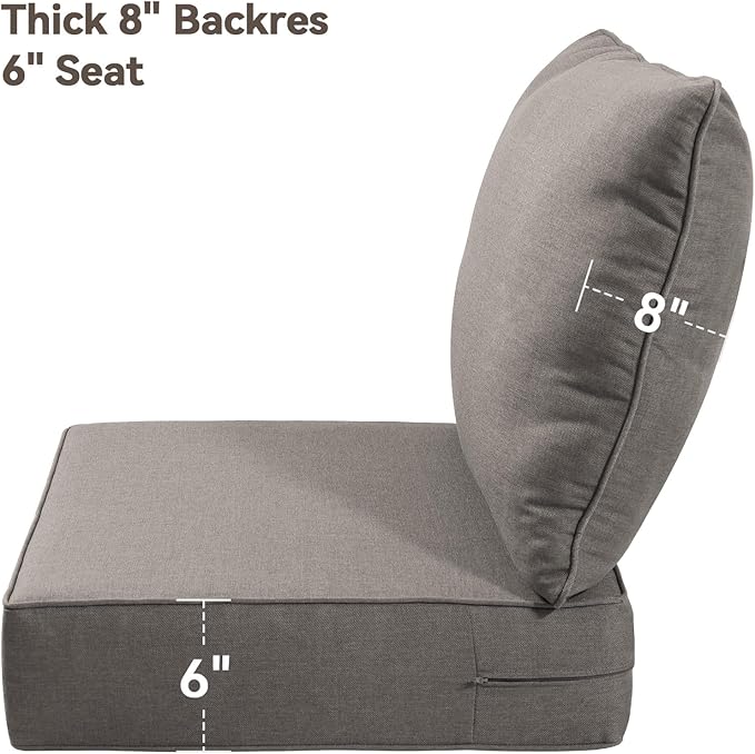 6" Thick Outdoor Cushions 24x24x6, 5-Set Deep Seat Patio Cushions - Image 8