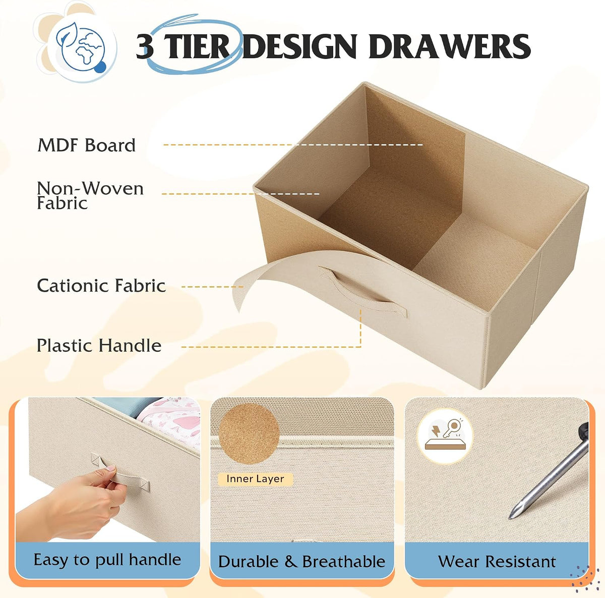 wlive fabric dresser for bedroom, 6 drawer dressers, package contents